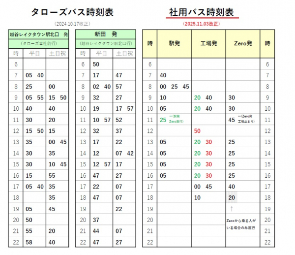送迎バスのダイヤを改正を行います